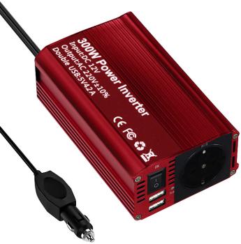 Preview: 300 Watt car voltage converter to 230 Volt, 2x USB, 600 W peak load