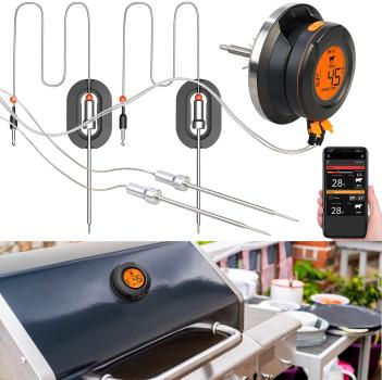Preview: Smartes Digital-Grill-Thermometer, Umrüstset, 4 Sensoren, BT, App