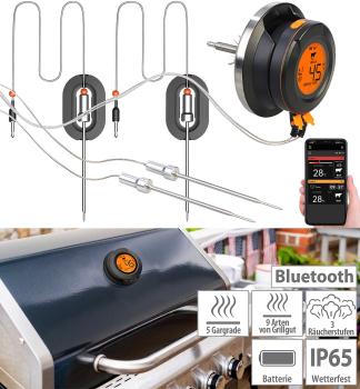 Preview: Smartes Digital-Grill-Thermometer, Umrüstset, 4 Sensoren, BT, App