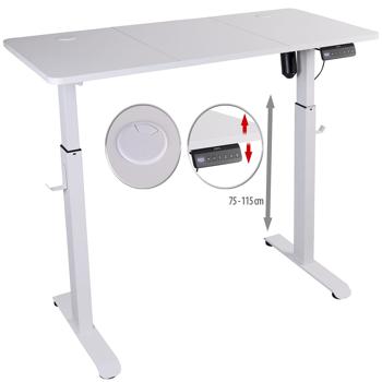 Preview: Scrivania regolabile elettricamente in altezza, 120 x 60 cm, bianco