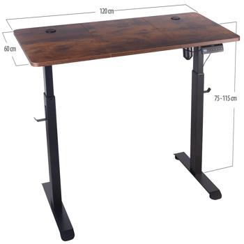 Preview: Scrivania regolabile elettricamente in altezza, 120 x 60 cm, aspetto legno