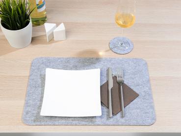 Preview: 6er-Set Abwaschbare Filz-Untersetzer, hellgrau, Ø 10 cm