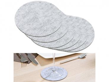 Preview: 6er-Set Abwaschbare Filz-Untersetzer, hellgrau, Ø 10 cm