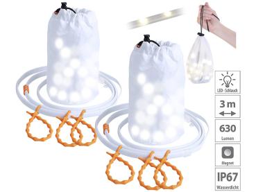 Preview: 2er-Set 2in1-Outdoor-USB-LED-Lichtschlauch, 90 LEDs, 630lm, weiss, IP67