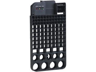Preview: 2in1-Batterie Organizer für 110 Batterien (AA AAA 9V C D Knopfzellen) - Integrierter Tester mit 3 LEDs - Wandmontage-Material - 280x145x25mm