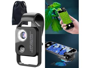 Preview: Mikroskop-Vorsatzlinse für Smartphones, 200-fache Vergrösserung, 6 LEDs