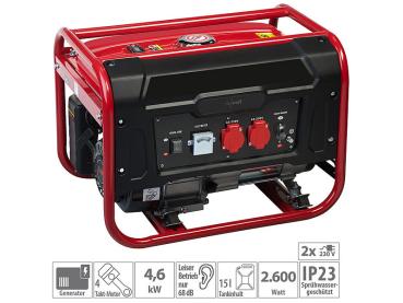 Preview: Tragbarer Benzin-Generator BIG-260 - Mobile Stromversorgung für Garten, Camping, Baustelle & Notfälle - 2.600W (2.800W Spitze), 2x 230V, 15L Tank, 9h Laufzeit, IP23