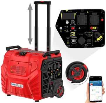 Preview: WLAN gasoline inverter generator, 4,200 W, 2x 230 V, 2x 12 V, 2x USB, 13 l