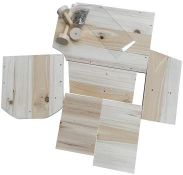 Preview: 2er-Set Eichhörnchen-Futterhaus Bausatz - Wetterfestes Metalldach - Ganzjährige Futterstation, 27,5x19,5x17,5cm - Holz, Metall, Kunststoff, 700g je