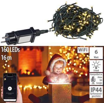 Preview: Guirlande Lumineuse WLAN ELESION - 160 LED Blanc Chaud, 8 Modes d‘Éclairage - App iOS/Android, Compatible Alexa/Google/Siri, IP44 - 16m