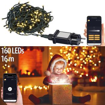 Preview: 2er-Set Wifi LED Lichterkette mit 160 LEDs, warmweiss, für innen und aussen