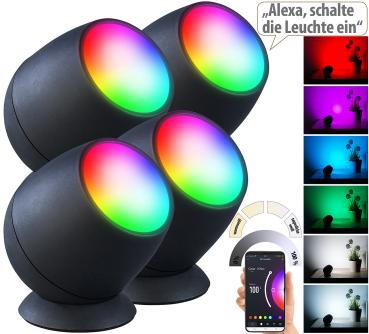 Preview: 4er-Set WLAN-Stimmungsleuchten, RGB-CCT-LEDs, 210lm, 2,2W, USB, schwarz Preview: 4er-Set WLAN-Stimmungsleuchten, RGB-CCT-LEDs, 210lm, 2,2W, USB, schwarz
