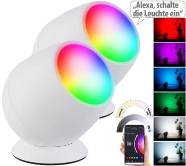 Preview: 2er-Set WLAN-Stimmungsleuchten, RGB-CCT-LEDs, 210 lm, 2,2 W, USB, weiss Preview: 2er-Set WLAN-Stimmungsleuchten, RGB-CCT-LEDs, 210 lm, 2,2 W, USB, weiss
