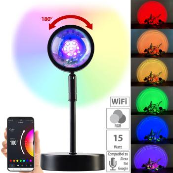 Preview: Smart RGB-Sonnenuntergangs-LED-Projektionslicht, 15 Watt, 180°, WLAN, App