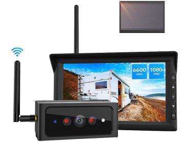 Preview: set di monitoraggio e telecamera di retromarcia wireless 2in1, monitor da 7“/17,8 cm, solare