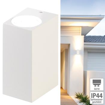 Preview: Applique murale LED carrée - Éclairage haut/bas bidirectionnel - Intérieur/extérieur IP44, 2x GU10, blanc - Aluminium durable 230V