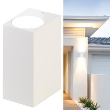 Preview: Applique murale LED carrée - Éclairage haut/bas bidirectionnel - Intérieur/extérieur IP44, 2x GU10, blanc - Aluminium durable 230V