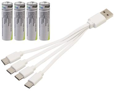 Preview: 16er-Set Wiederaufladbare Batterien Typ AA, 1950mWh, schnellladend per USB