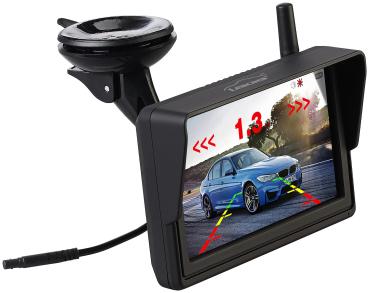 Preview: Telecamera di retromarcia HD senza fili nel portatarga, monitor, sistema di segnalazione della distanza