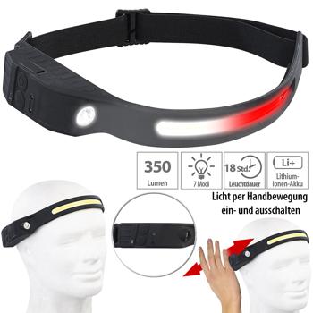 Preview: Lampe frontale rechargeable, projecteur 230°, LED COB & SMD, lampe d‘avertissement, 500 lumens