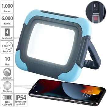 Preview: 2in1 LED floodlight and power bank, 1,000 lumens, 4,000 mAh, 5 watts, IP54
