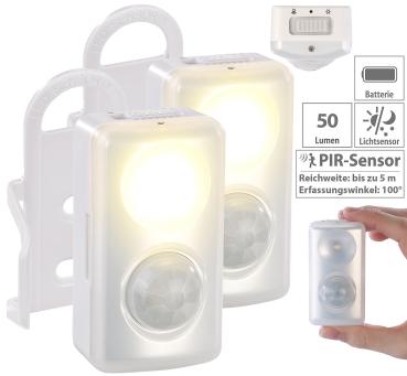 Preview: lot de 2 veilleuses LED, capteur de mouvement/crépuscule, fonctionnement sur piles