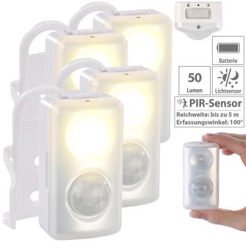 Preview: lot de 4 veilleuses LED, capteur de mouvement/crépuscule, fonctionnement sur piles