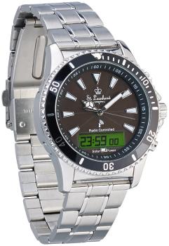 Preview: Mens Wireless Wrist Watch, Solar Powered, Digital & Analog, 3 ATM, Alarm Clock