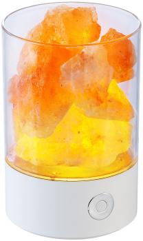 Preview: 2er-Set RGB-LED-Tischleuchte mit natürlichen Salzkristallen, 3 Watt