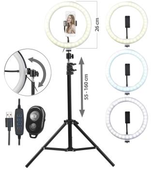 Preview: Multifunktions LED-Stativleuchte mit verstellbarem Winkel Ø 25 cm