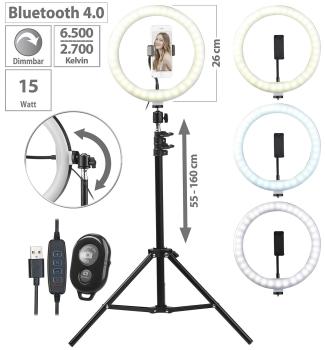 Preview: Multifunktions LED-Stativleuchte mit verstellbarem Winkel Ø 25 cm