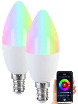 Preview: 2er-Set LED-Kerzen E14, RGB-CCT, je 6 Watt, 470 Lumen, ZigBee-kompatibel