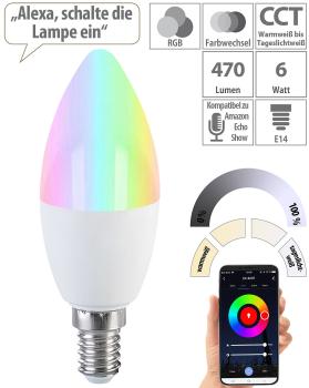Preview: 4er-Set LED-Kerzen E14, RGB-CCT, je 6 Watt, 470 Lumen, ZigBee-kompatibel