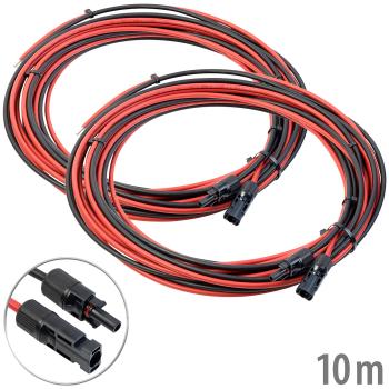 Preview: Câbles raccordement module solaire lot de 2 - Résistants intempéries/UV pour panneaux MC4 comp. - 10m, 4mm², 1000V, 40A, ferrules serties