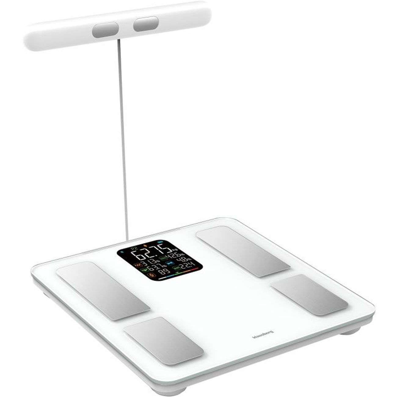Personenwaage mit Handsensoren & digitalem Farbdisplay, weiss