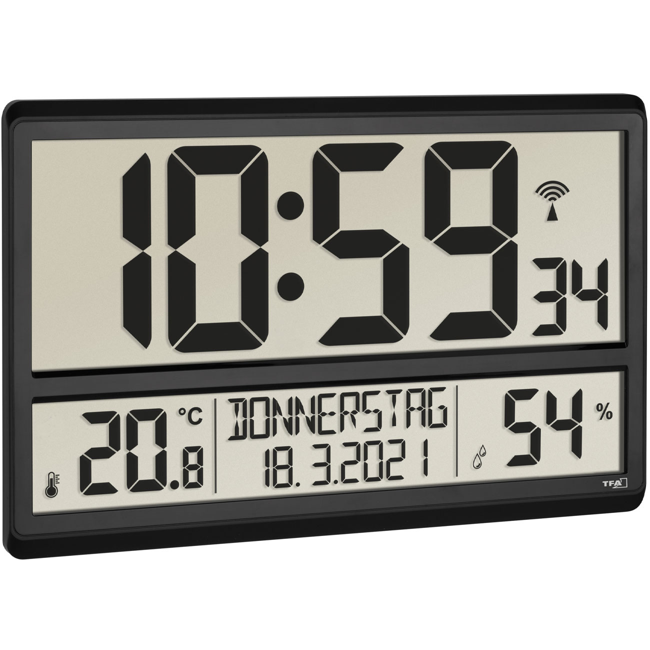 Digitale Funkuhr mit XL-Display und Raumklima-Werten