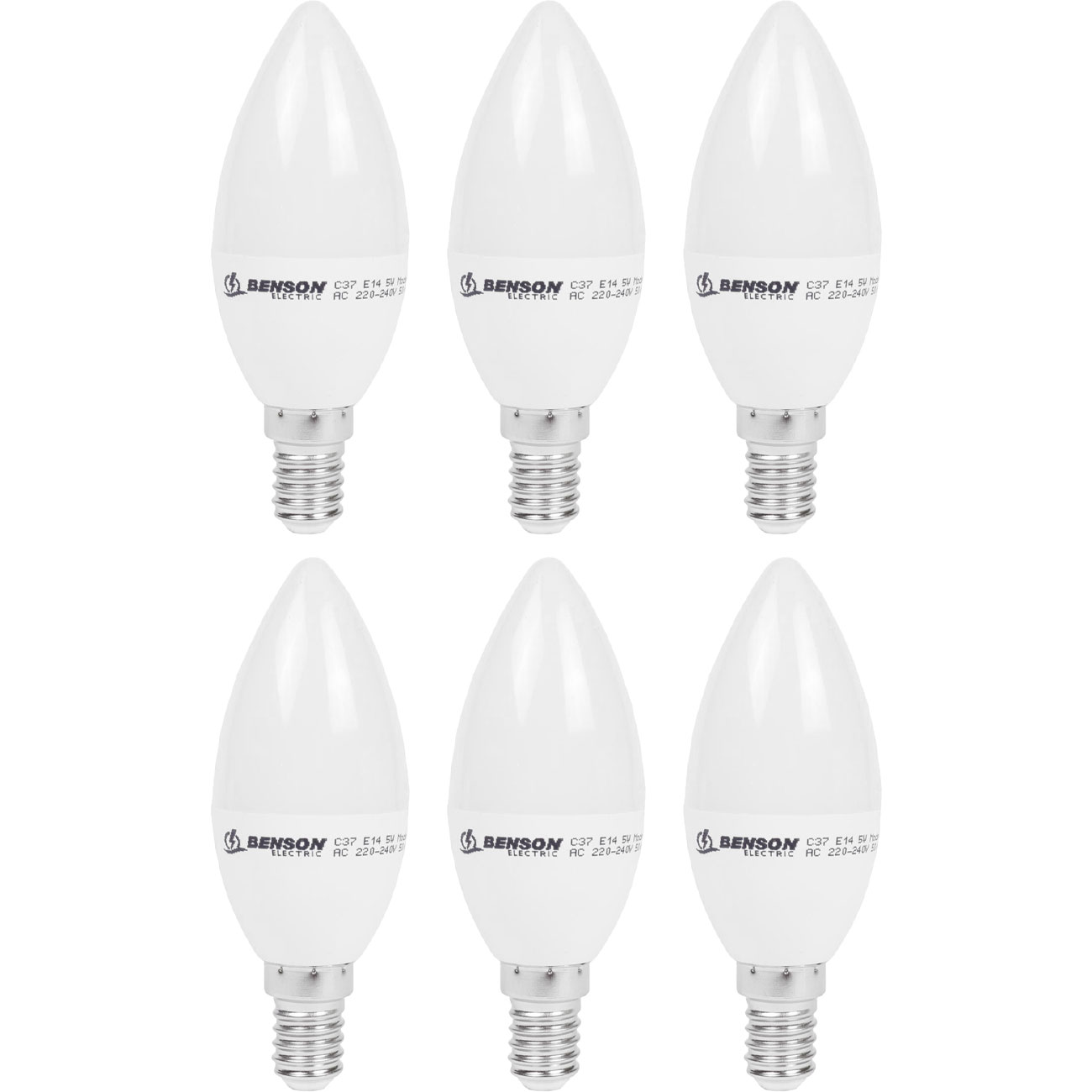 6er-Set LED-Kerzenlampe, C35, E14, 400 lm, 5 W, 3000 K, warmweiss