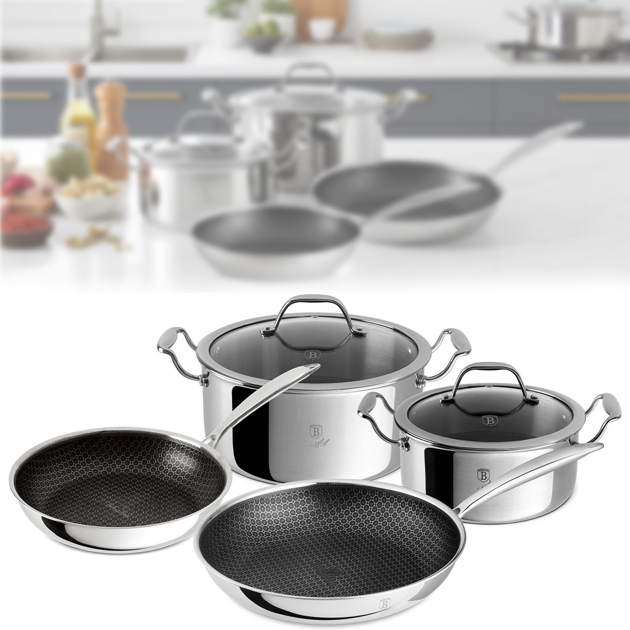 Premium Kochgeschirr-Set, 6-tlg. silber