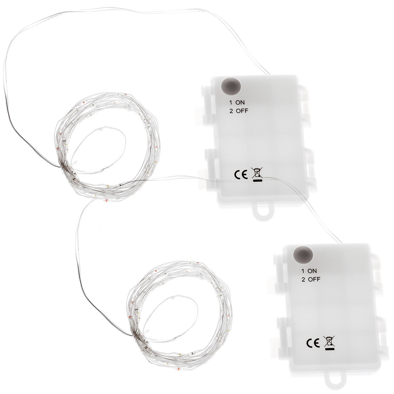 2er-Set Multicolor Draht-Lichterkette, 80 LEDs, IP44, batteriebetrieben, L ca. 425 cm
