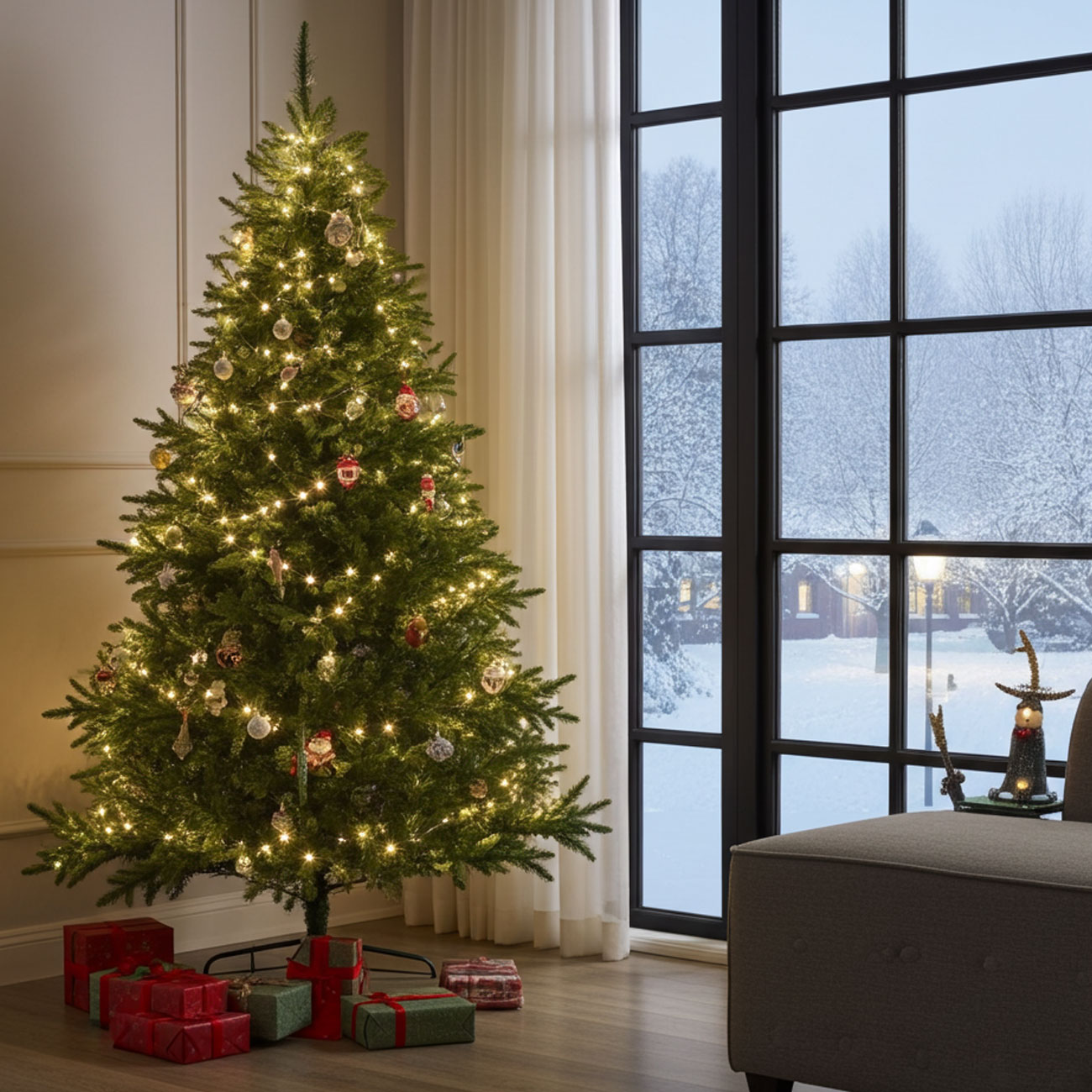 2er-Set LED-Lichterkette mit 50 LEDs, Timer, Batterie, warmweiss, ca. 4,5 m, IP44