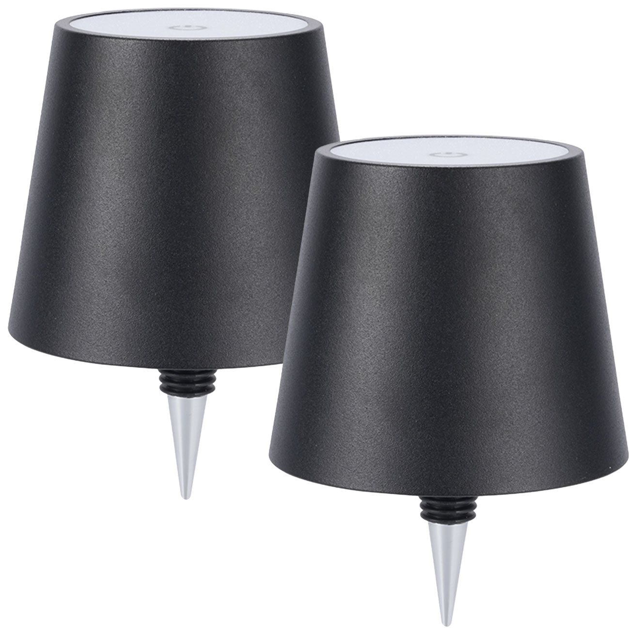 2er-Set Akku Flaschenlampe, dimmbar, 3 Lichtfarben, schwarz