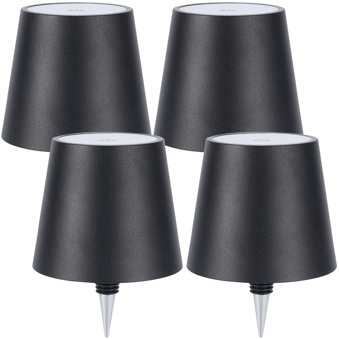 4er-Set Akku Flaschenlampe, dimmbar, 3 Lichtfarben, schwarz