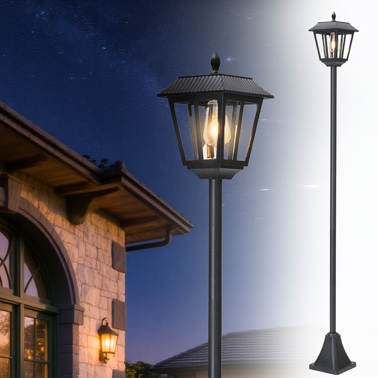 Solar-LED-Gartenlaterne mit Dämmerungssensor -  wetterfest IP44