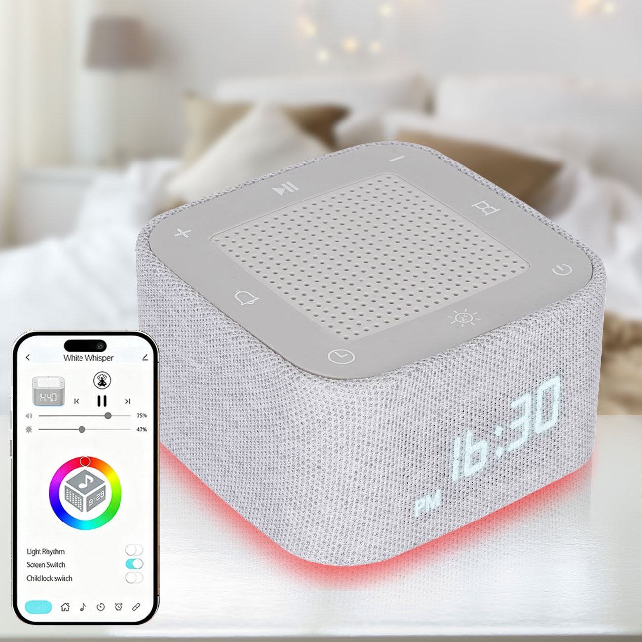 Wecker mit White Noise, App-Steuerung, Bluetooth