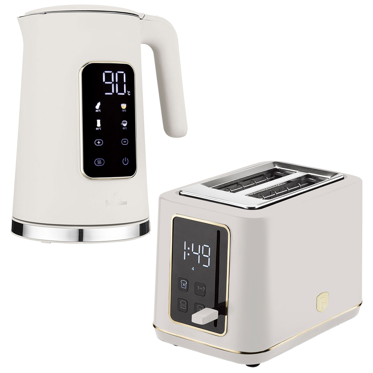 Frühstücksset: Eleganter Wasserkocher & Toaster, matt-creme
