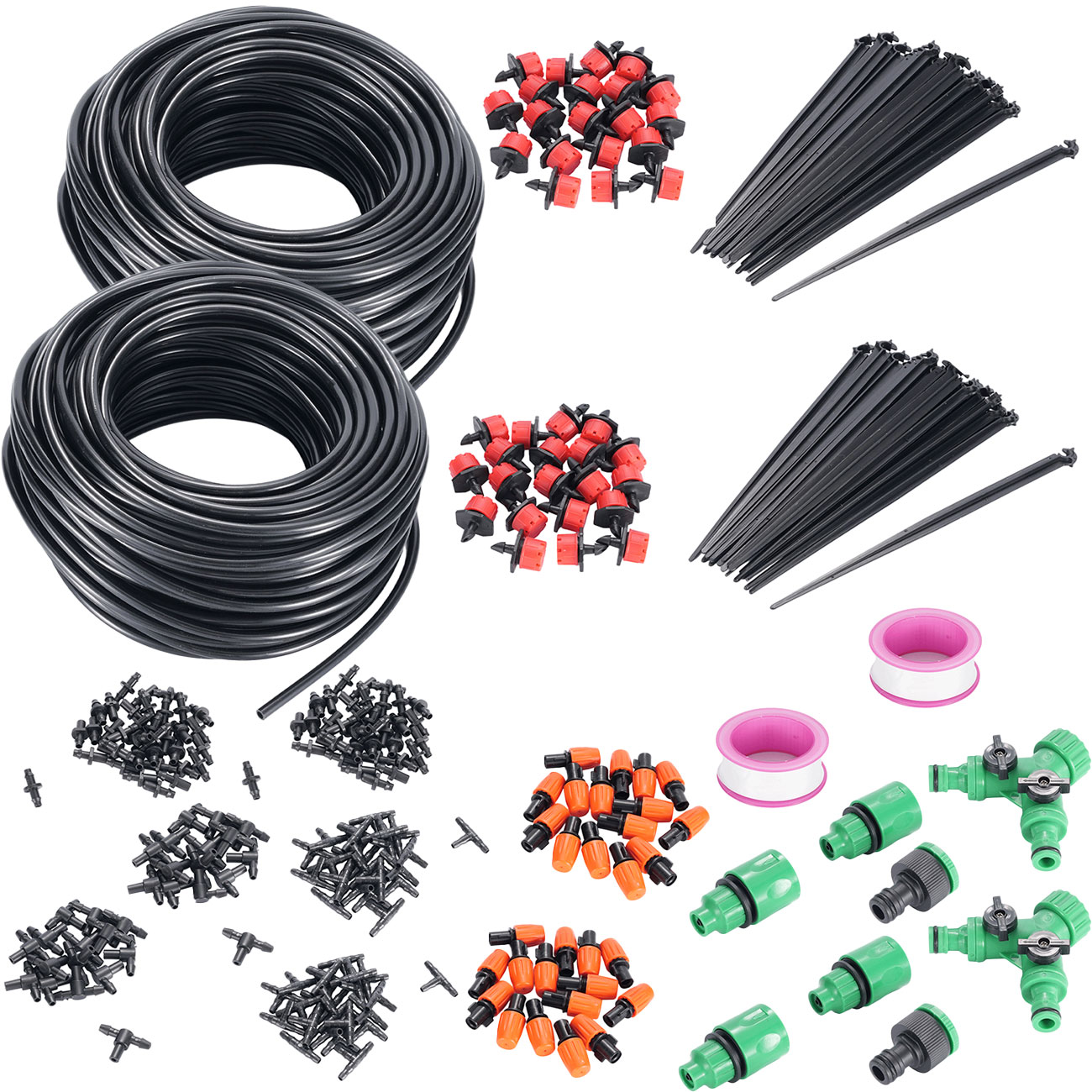 2er-Set 136-tlg Sprinkler Pflanzen Bewässerungs-Set, zuschneidbar, je 40m