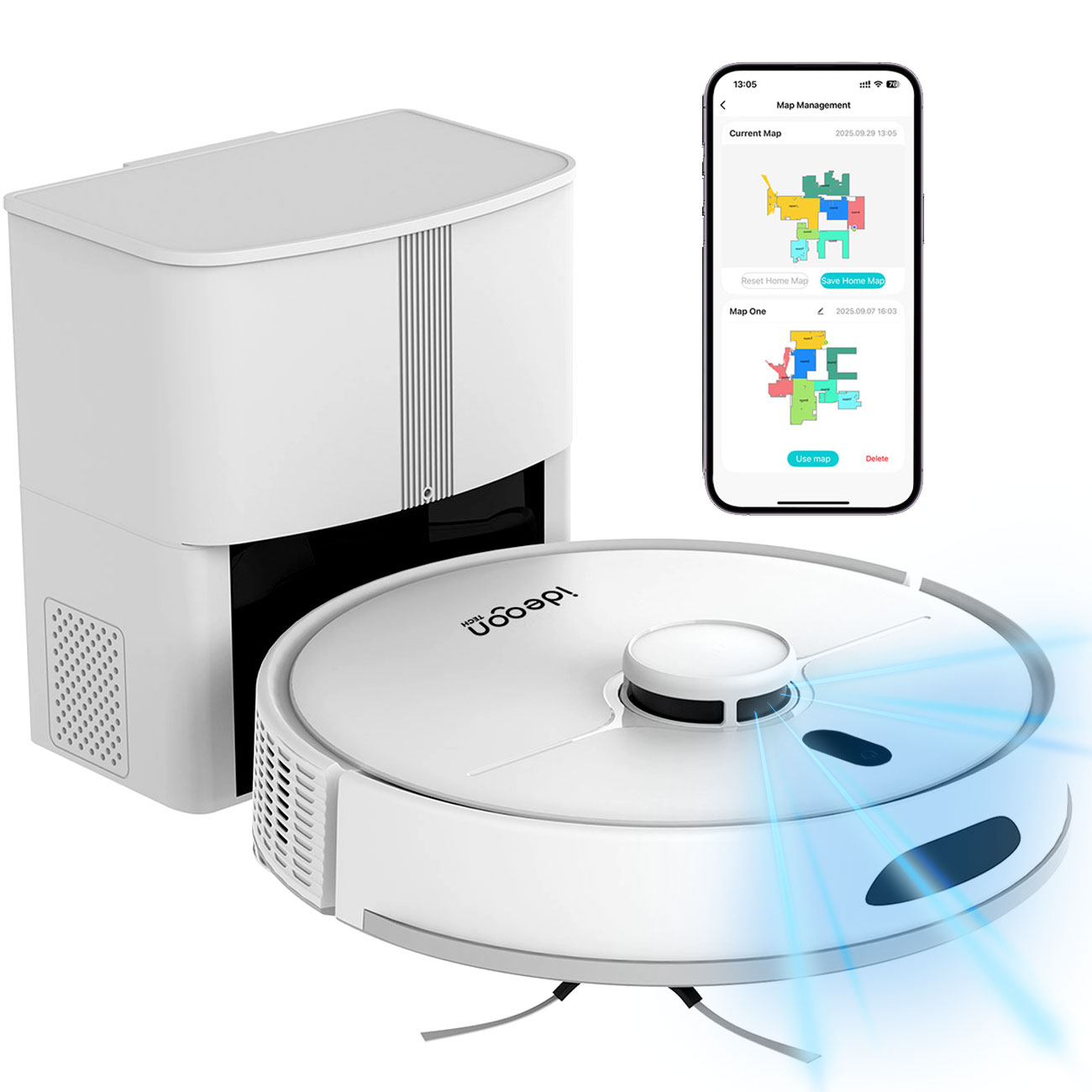 Saugroboter mit Wischfuntkion, SmartLife, App-Steuerung, Laser-Navigation, weiss