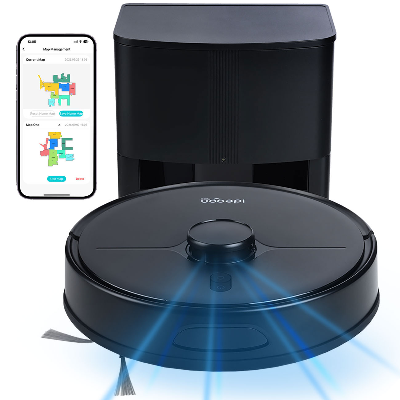 Saugroboter mit Wischfuntkion, SmartLife, App-Steuerung, Laser-Navigation, schwarz