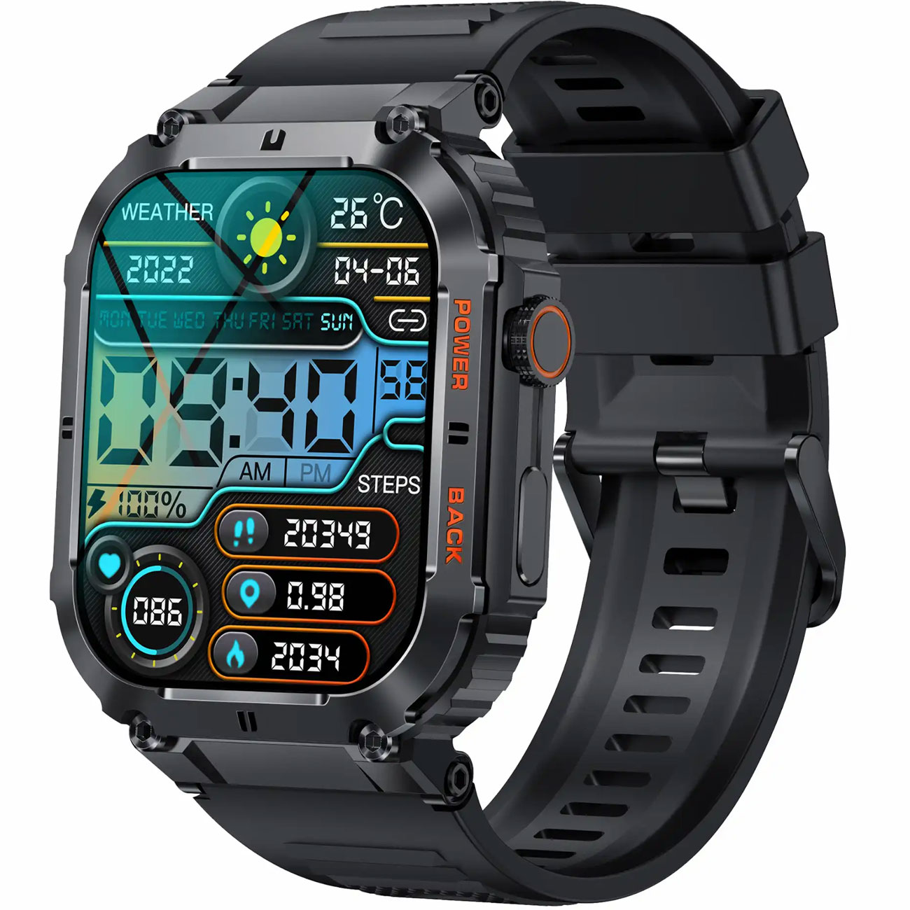 Smartwatch mit Telefonfunktion, 1.96'', Fitness Tracker