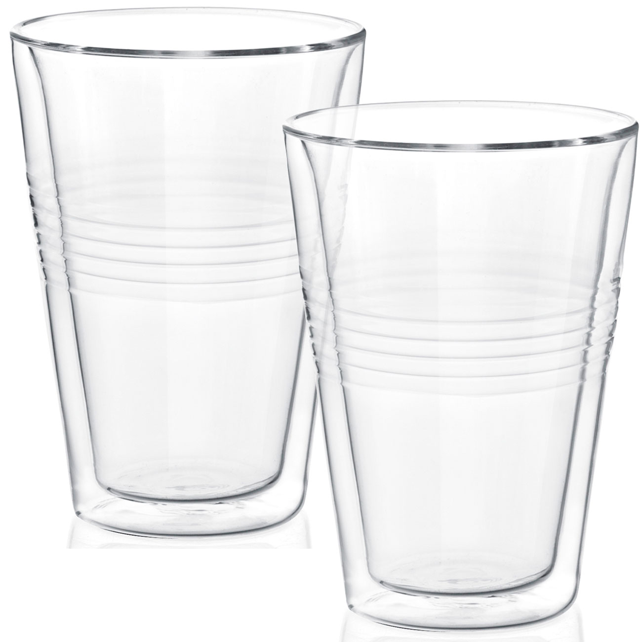 2er-Set Thermogläser mit Riffelung, doppelwandig, 300 ml